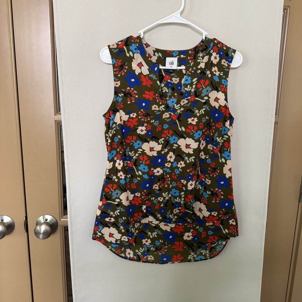 Cabi Womens XS‎ Floral V-Neck Tank Top Sleeveless Blouse Style 3981